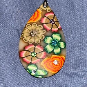 Beautiful long necklace custom crafted silver chain colorful